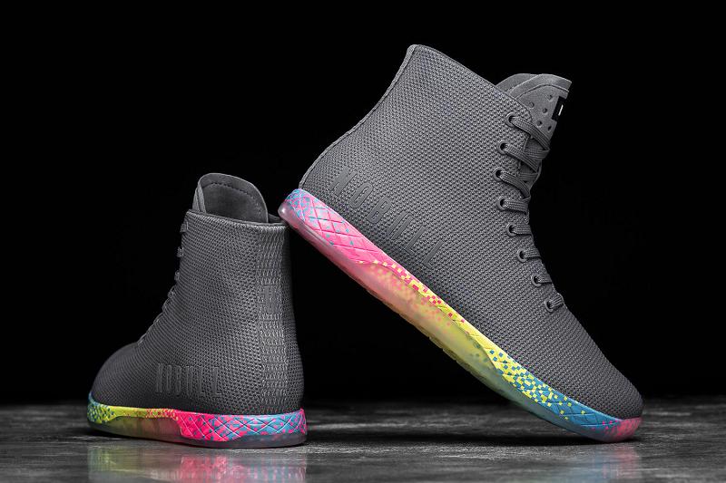 Dark / Grey Nobull High-Top Neon Glitch Men's Trainers | CA A1469H